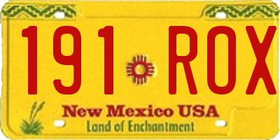 NM license plate 191ROX