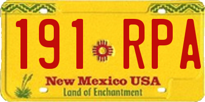 NM license plate 191RPA