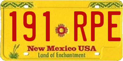 NM license plate 191RPE