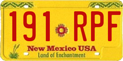 NM license plate 191RPF