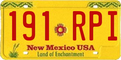 NM license plate 191RPI