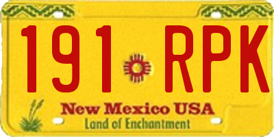 NM license plate 191RPK