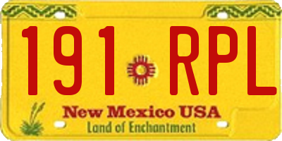 NM license plate 191RPL