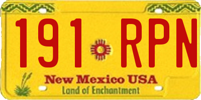NM license plate 191RPN