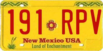 NM license plate 191RPV