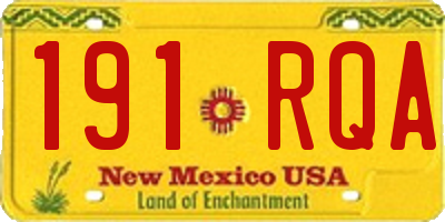 NM license plate 191RQA