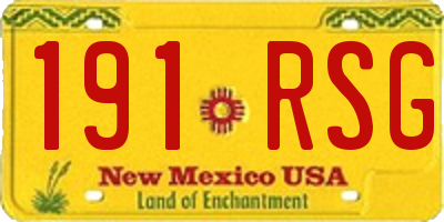 NM license plate 191RSG
