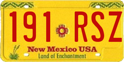 NM license plate 191RSZ