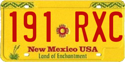 NM license plate 191RXC