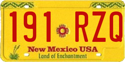 NM license plate 191RZQ