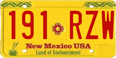 NM license plate 191RZW