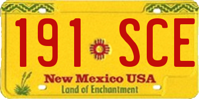 NM license plate 191SCE