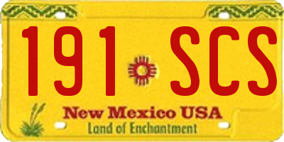 NM license plate 191SCS