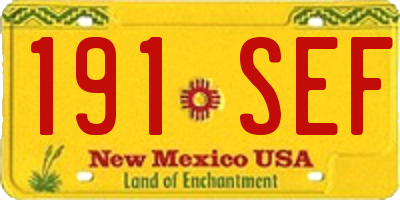 NM license plate 191SEF