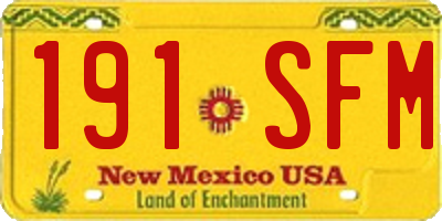 NM license plate 191SFM