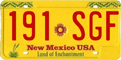 NM license plate 191SGF