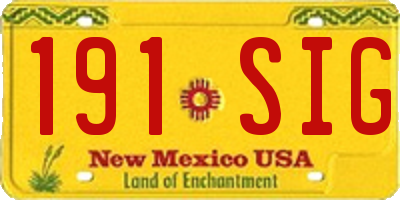 NM license plate 191SIG