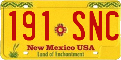 NM license plate 191SNC