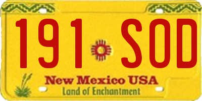 NM license plate 191SOD