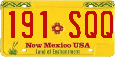 NM license plate 191SQQ