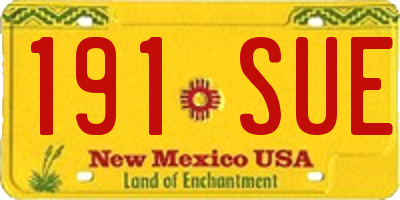 NM license plate 191SUE