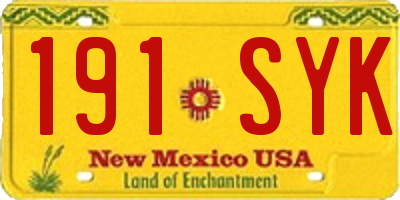 NM license plate 191SYK