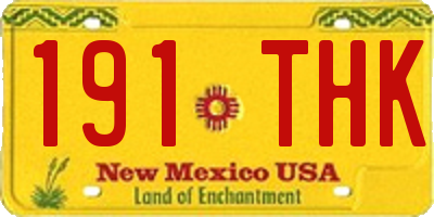 NM license plate 191THK