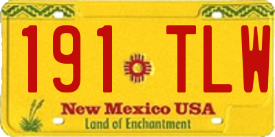 NM license plate 191TLW
