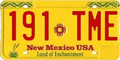 NM license plate 191TME