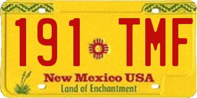 NM license plate 191TMF