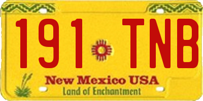 NM license plate 191TNB