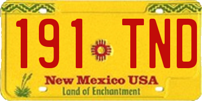 NM license plate 191TND