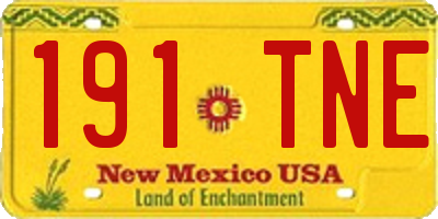 NM license plate 191TNE