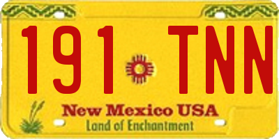 NM license plate 191TNN