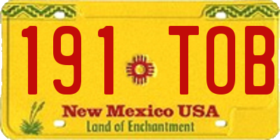 NM license plate 191TOB