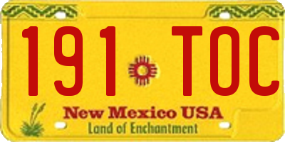 NM license plate 191TOC