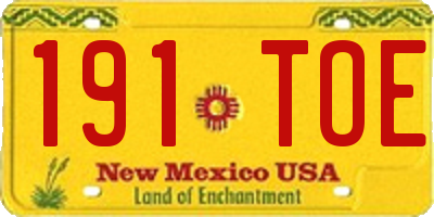 NM license plate 191TOE