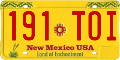 NM license plate 191TOI