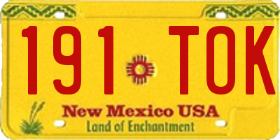 NM license plate 191TOK