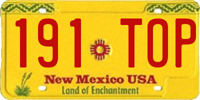NM license plate 191TOP