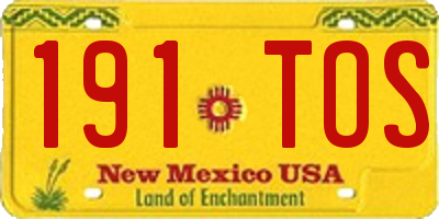 NM license plate 191TOS
