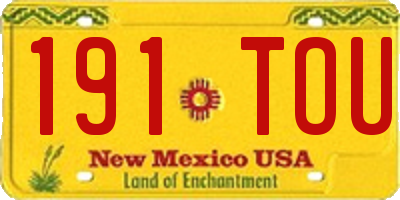 NM license plate 191TOU