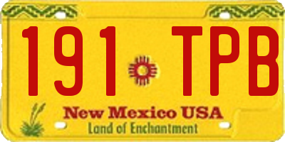 NM license plate 191TPB
