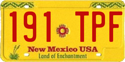 NM license plate 191TPF