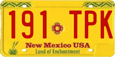 NM license plate 191TPK