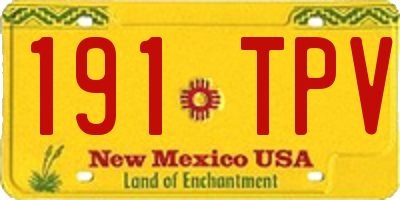 NM license plate 191TPV