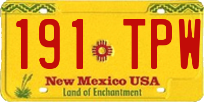 NM license plate 191TPW