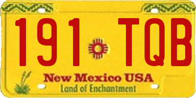 NM license plate 191TQB