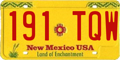 NM license plate 191TQW