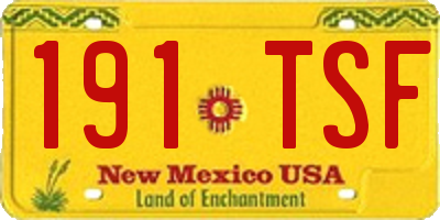 NM license plate 191TSF